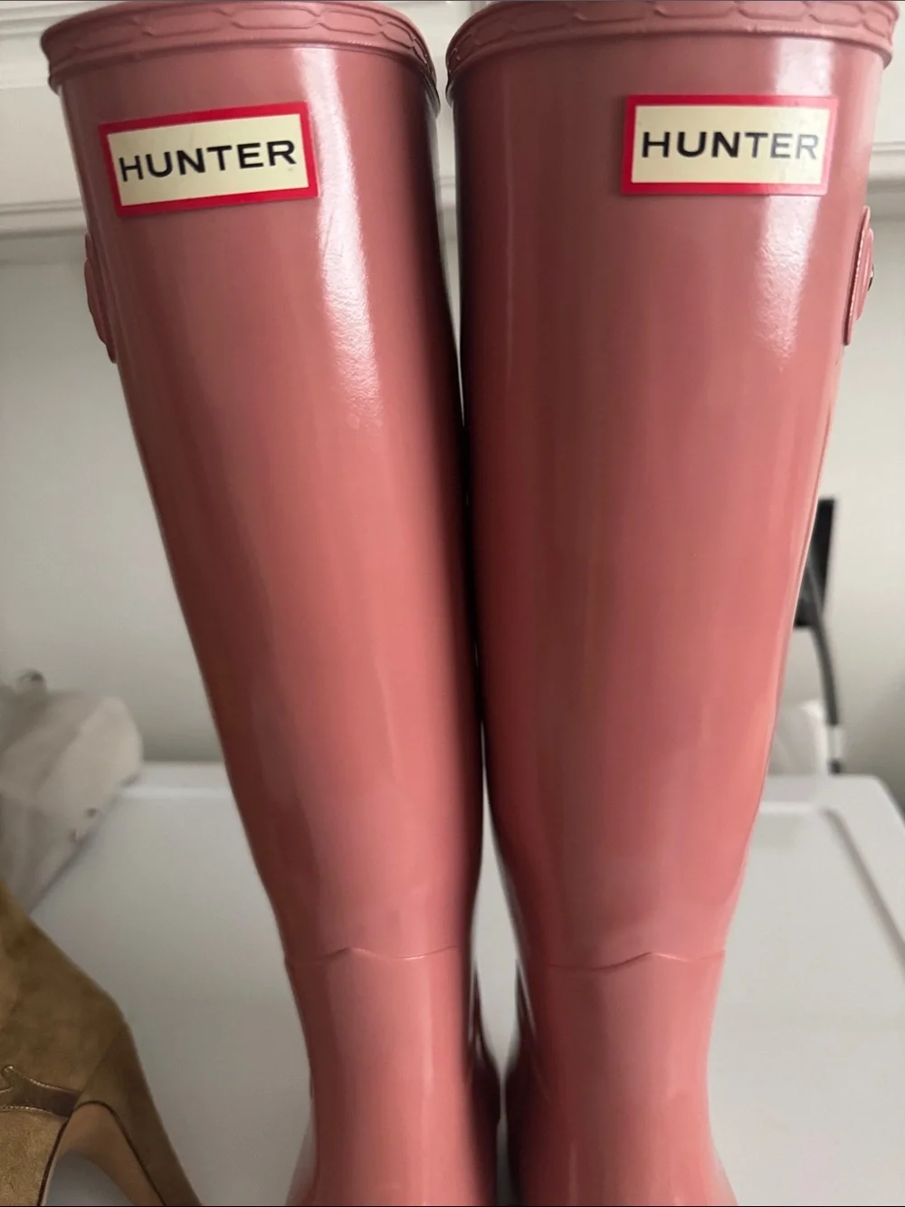 Hunter Tall Glossy Pink Rain Boots size 6